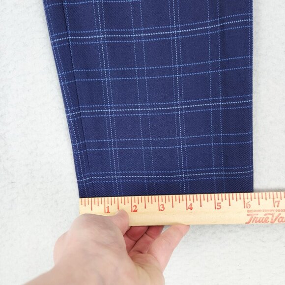 WHBM Pants Womens 00 Long Blue Plaid Curvy Slim Tapered Leg Ankle Trouser NEW - Picture 9 of 16